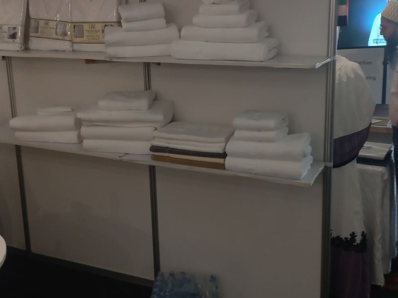 Bed and bath linen on display